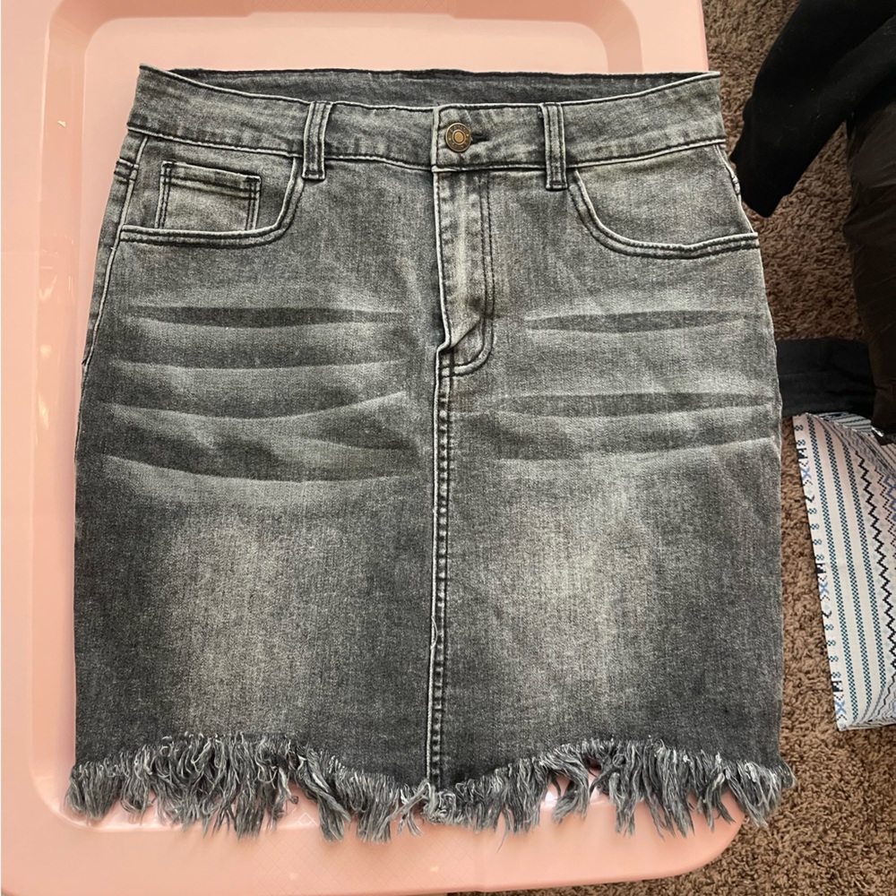 Black denim skirt